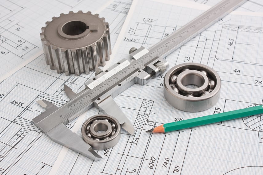 mechanical drawing and pinion